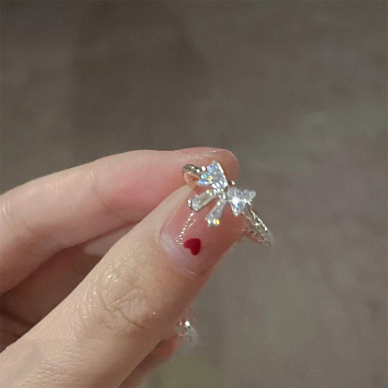 White Bow Ring for Women – Adjustable Bowknot Ring Fashion Ring SPOT