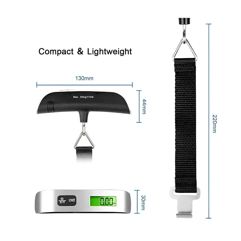 Portable Digital Luggage Scale 50kg/110lb – LCD Hanging Scale Digital Luggage Scale SPOT