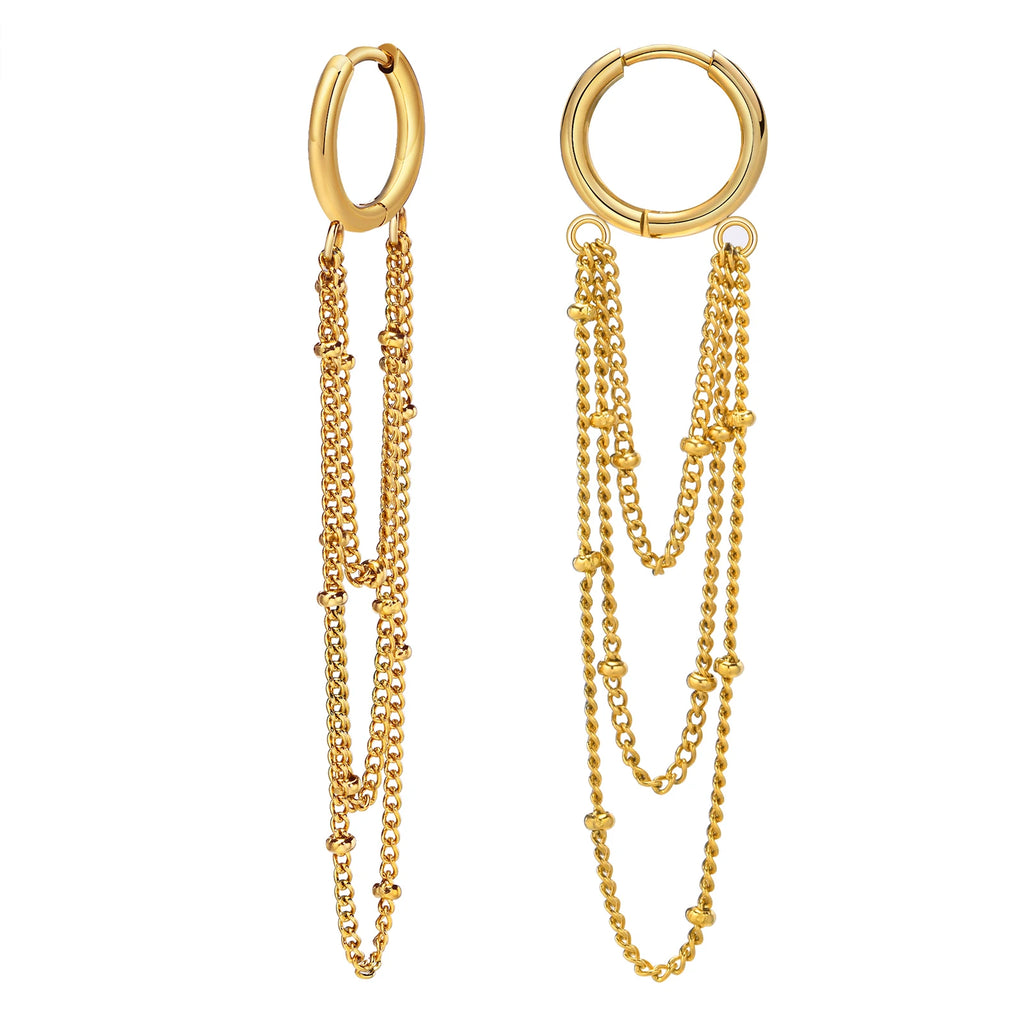 Multi Satellite Chain Drop Earrings – Gold Plated Stainless Steel Drop Earrings SPOT Default Title