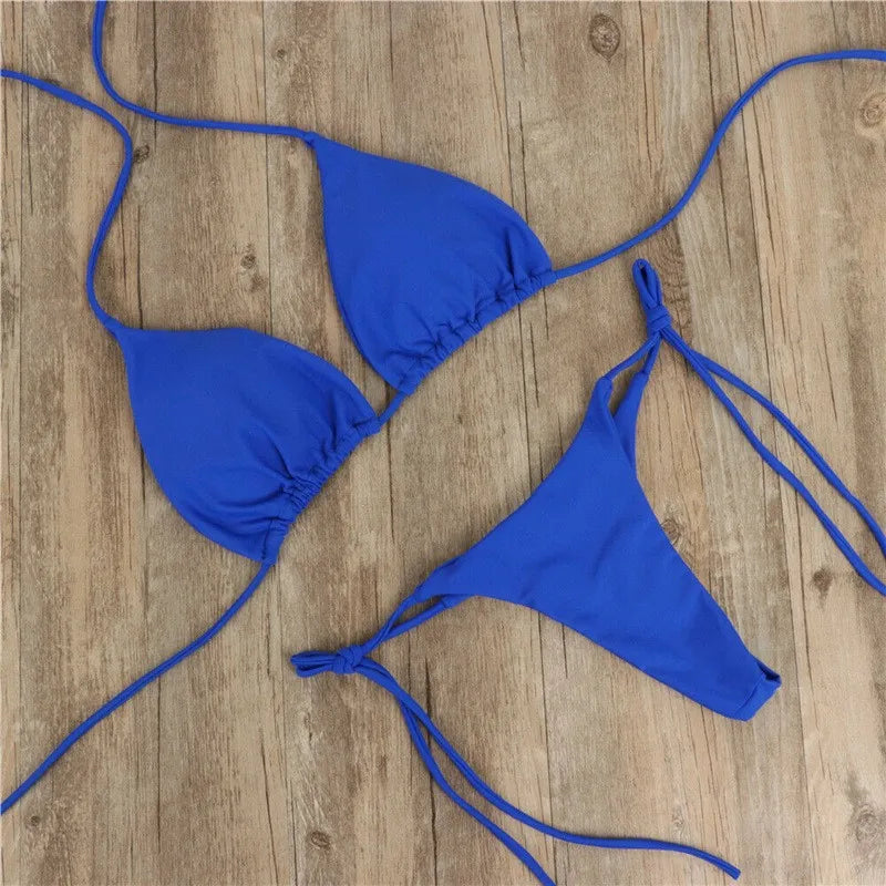 Women's Push-Up Padded Bikini Set – Two-Piece Swimsuit Women's Bikini Set SPOT Blue S