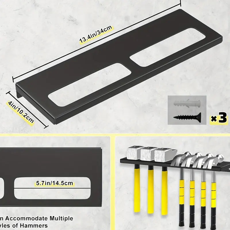 Wall-Mounted Heavy Duty Steel Tool Rack – Garage Organizer Wall Tool Rack SPOT Hammer type