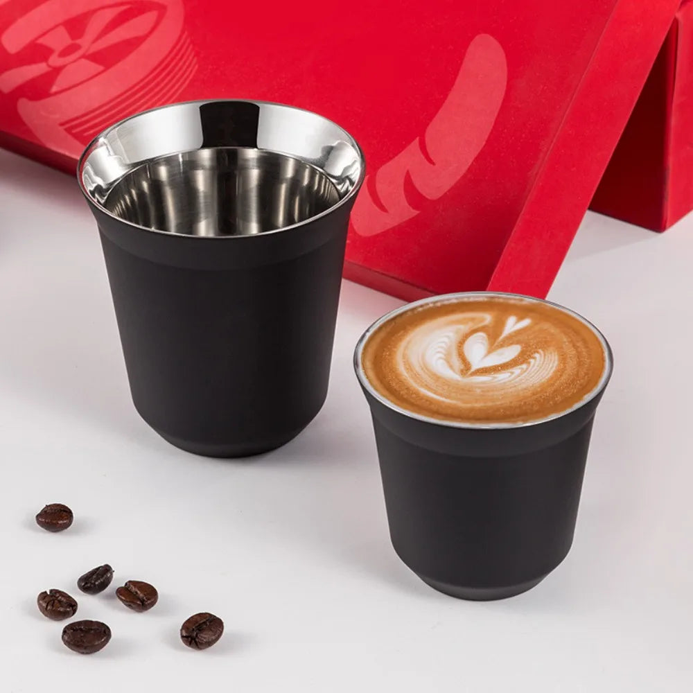 Double Wall Stainless Steel Espresso Mug – Matte Black Insulated Coffee Mug SPOT