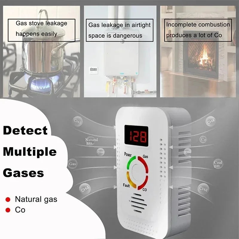 Gas Detector LCD – Combustible Gas & CO Alarm, EU Plug Gas Leak Detector SPOT