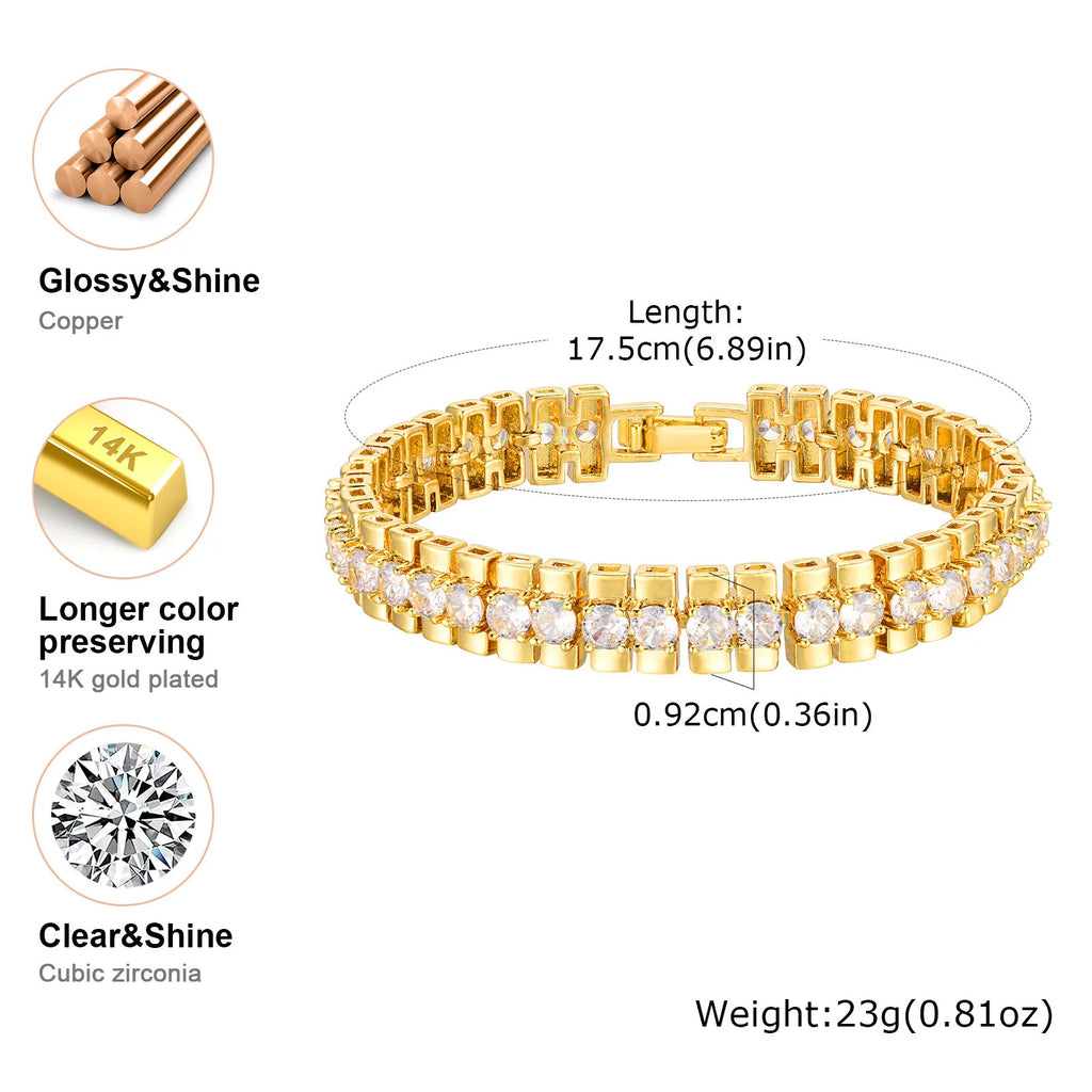 Meaeguet Zirconia Chunky Link Chain Bracelet for Women – Gold Link Chain Bracelet SPOT