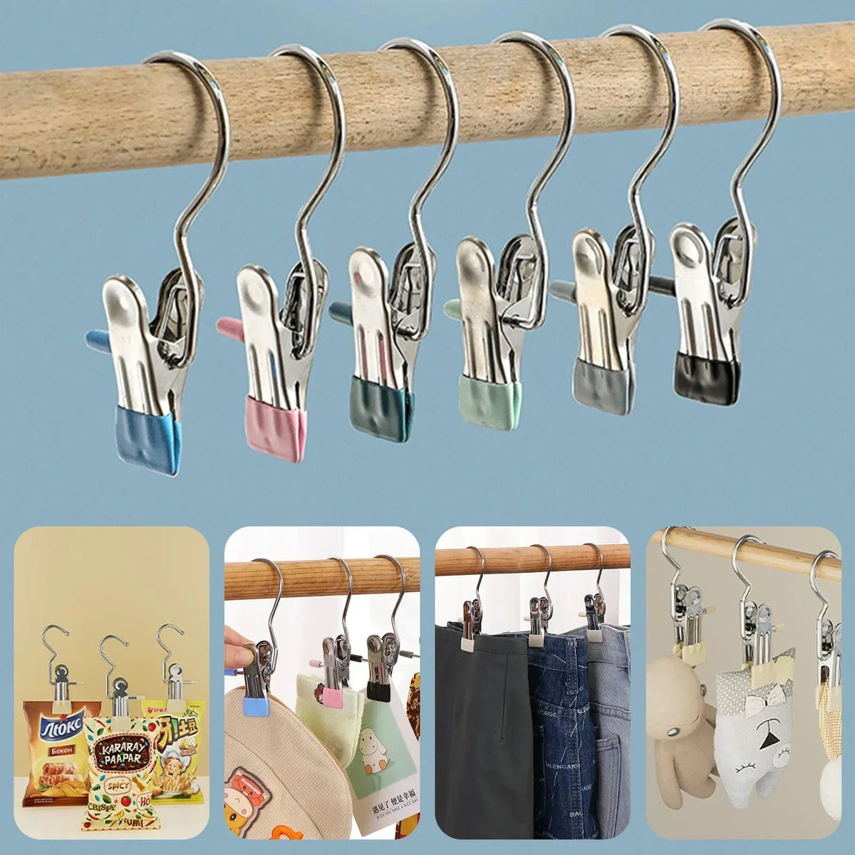 Stainless Steel Sock Clips & Clothes Pegs – 5 to 30 Pack Laundry Clothes Clips SPOT