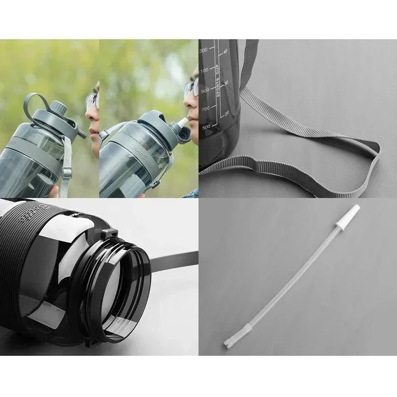 Large BPA-Free Sport Water Bottle with Straw & Strap – 1L 2L 3L Sport Water Bottle SPOT