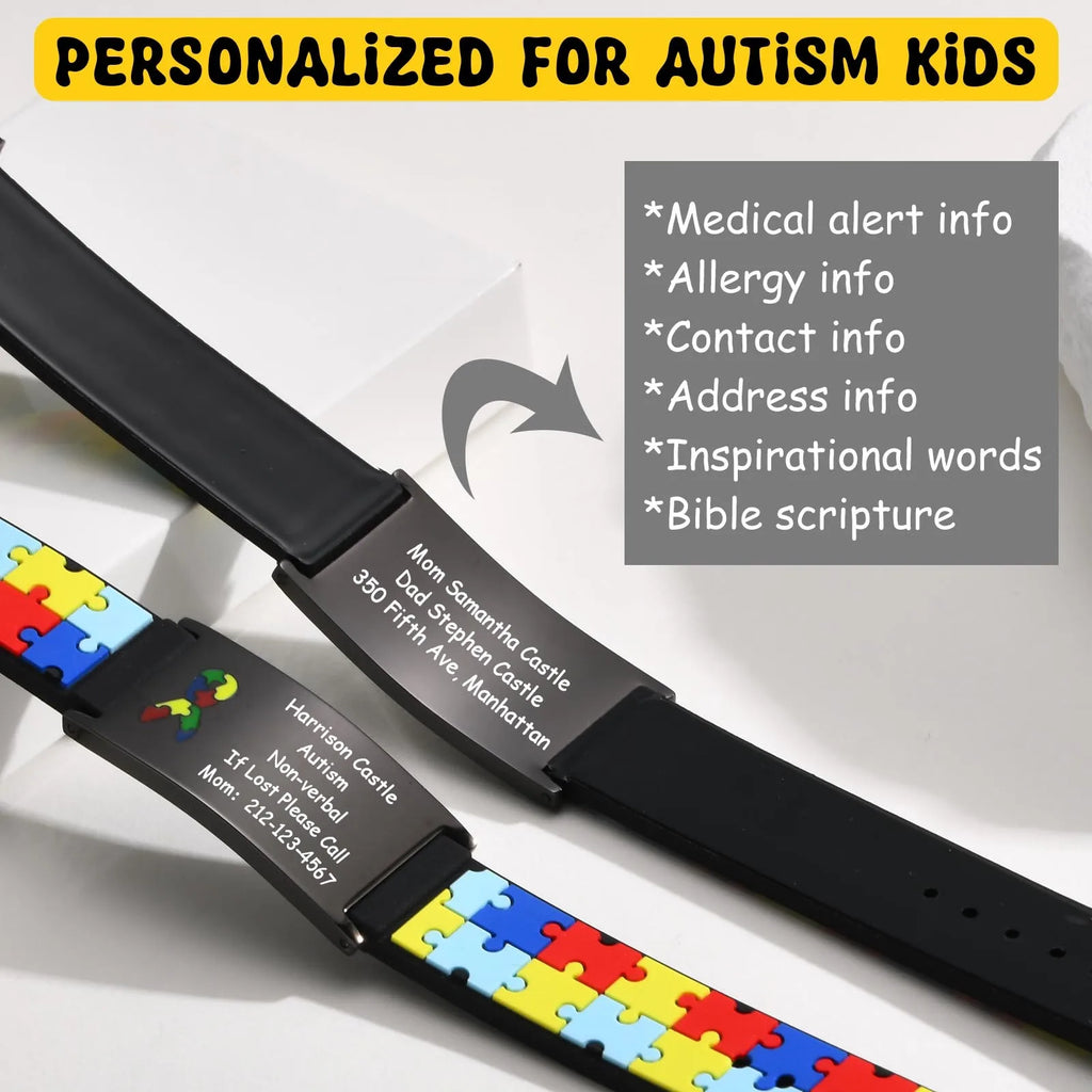 Custom Engraved Kids Medical ID Bracelet – Silicone Wristband Medical ID Bracelet SPOT