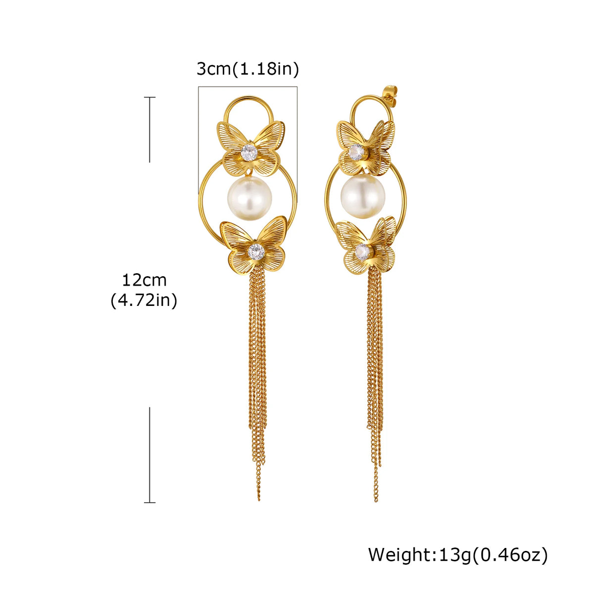 Vintage Gold Butterfly Tassel Earrings – 18K Gold Plated Dangle Drop Earrings SPOT ED-1007G