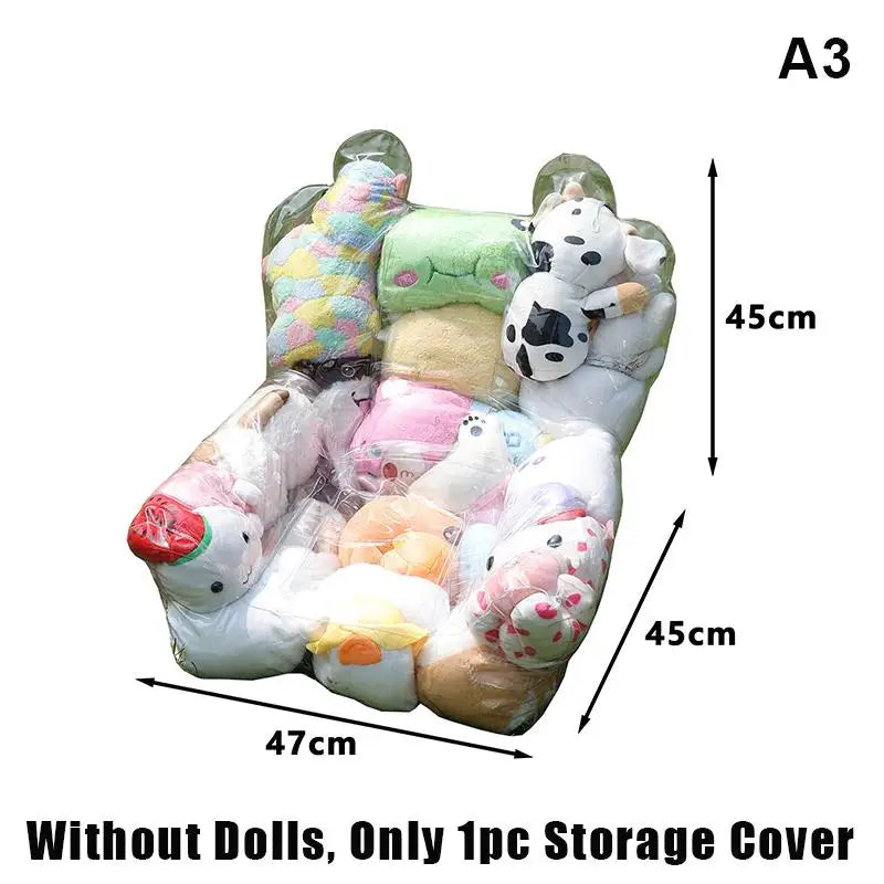 Transparent PVC Plush Toy Storage Chair Cover with Zipper Toy Storage Bag SPOT A3
