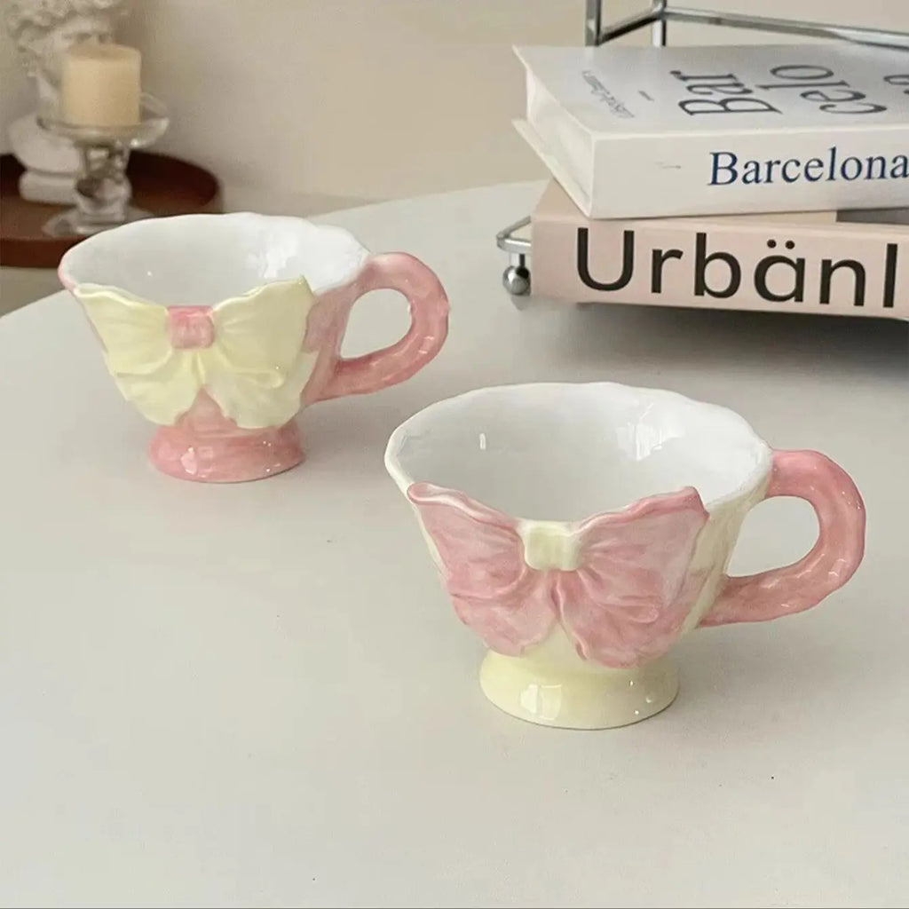 Hand-Painted Bowknot Ceramic Coffee Mug 180ml – Latte Cup Ceramic Coffee Mug SPOT