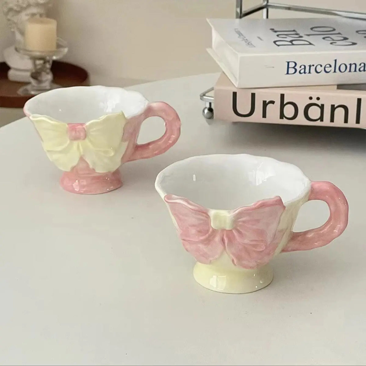 Hand-Painted Bowknot Ceramic Coffee Mug 180ml – Latte Cup Ceramic Coffee Mug SPOT