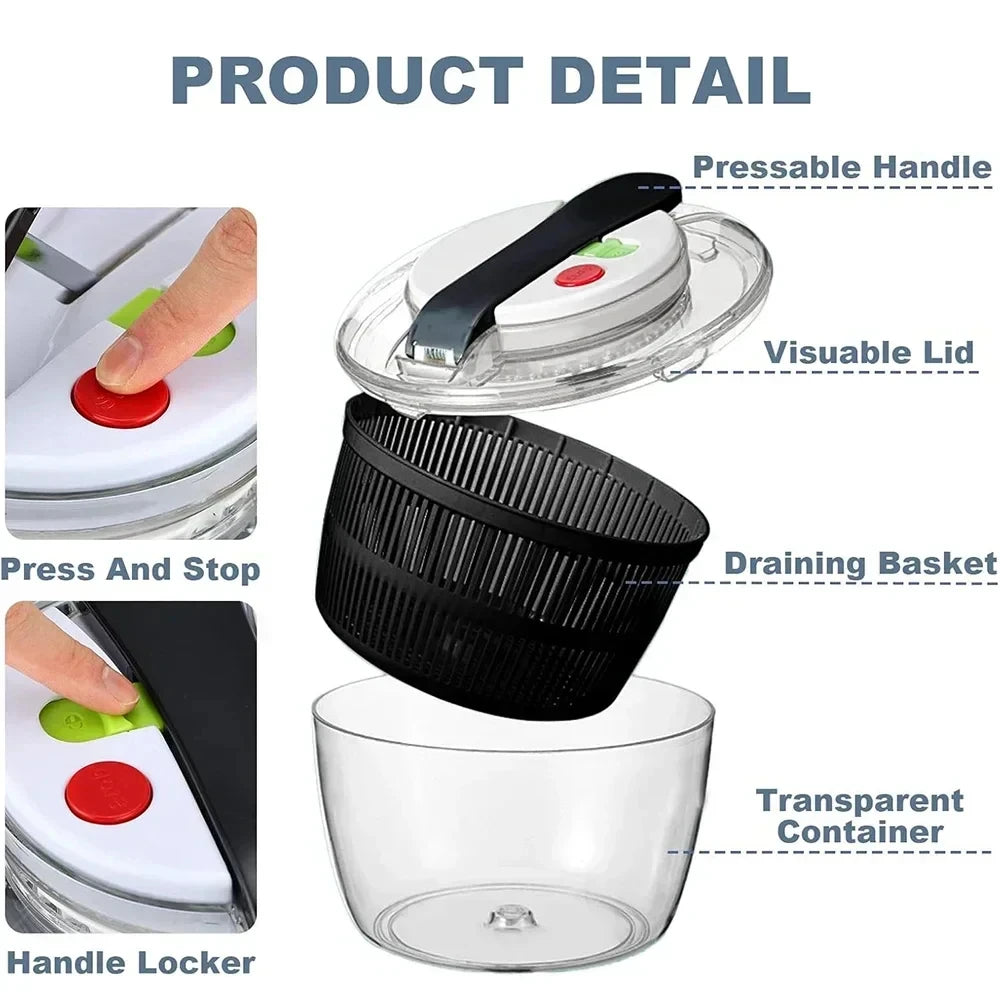 3L One-Handed Salad Spinner – Wash, Drain & Dry with Lid Salad Spinner SPOT