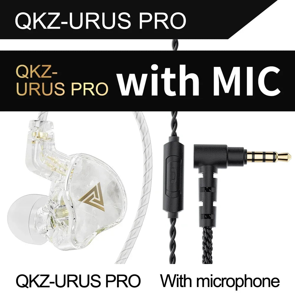 QKZ URUS PRO HiFi IEM – 11mm Dual-Magnet Wired Earphones Wired IEM Earphones SPOT white with mic