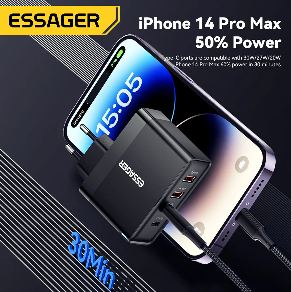 Essager 100W 4-Port USB-C Fast Charger – PD QC 65W Desktop Multi-Port USB Charger SPOT