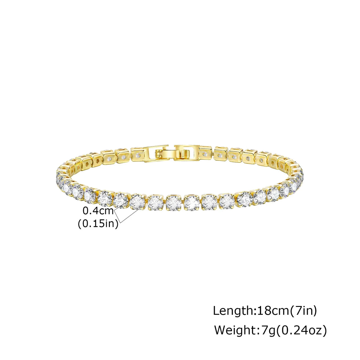 Women's 4mm CZ Tennis Bracelet – Silver-Plated Stacking Gift Tennis Bracelet SPOT 18cm-Gold