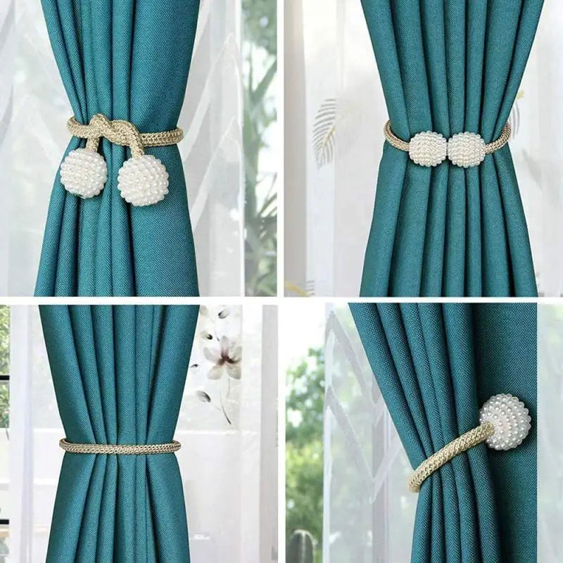 Pearl Magnetic Curtain Tie Backs – No-Drill Ball Buckle Clips Curtain Tie Backs SPOT