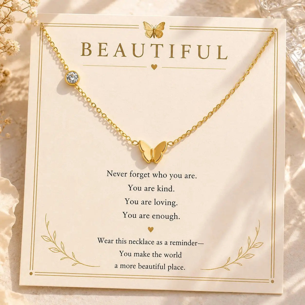 Butterfly Necklace 18K Gold Plated Stainless Steel CZ Pendant Pendant Necklace SPOT
