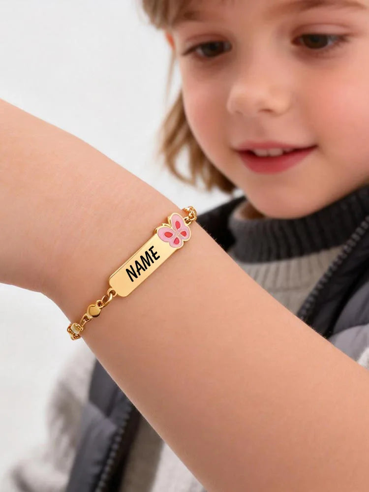 Personalized Baby Girl Name Bracelet – Butterfly ID Bar Bangle Personalized Baby Bracelet SPOT