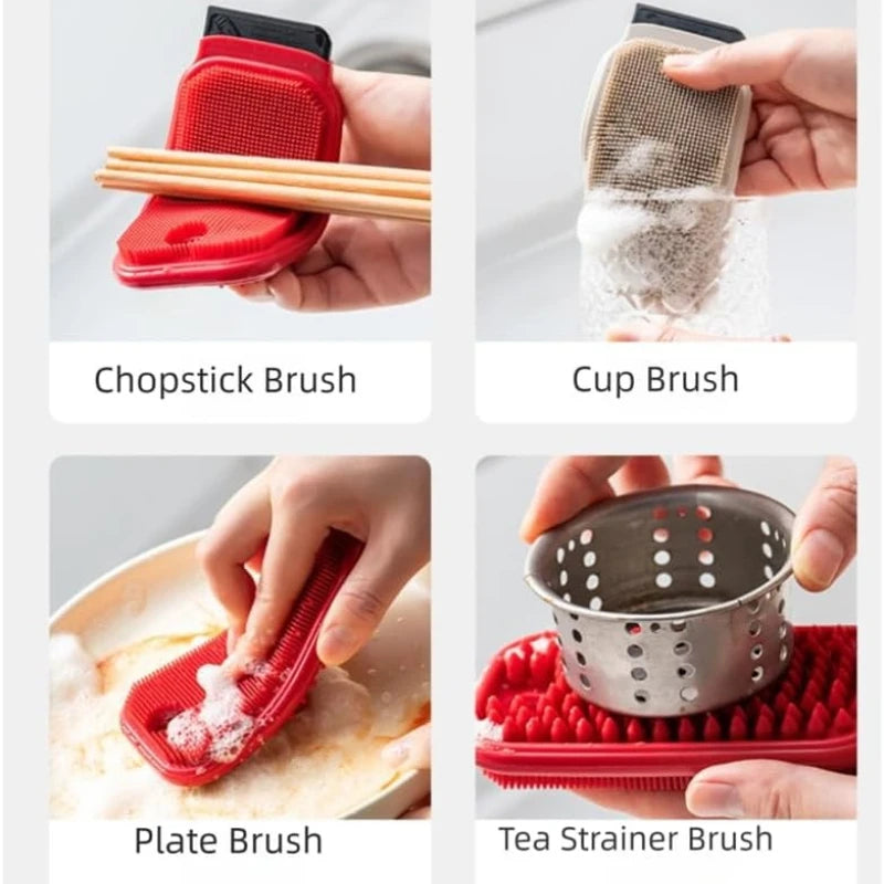 2-Pack Silicone Cleaning Brush & Scraper | Kitchen Scrubber Silicone Kitchen Scrubber SPOT