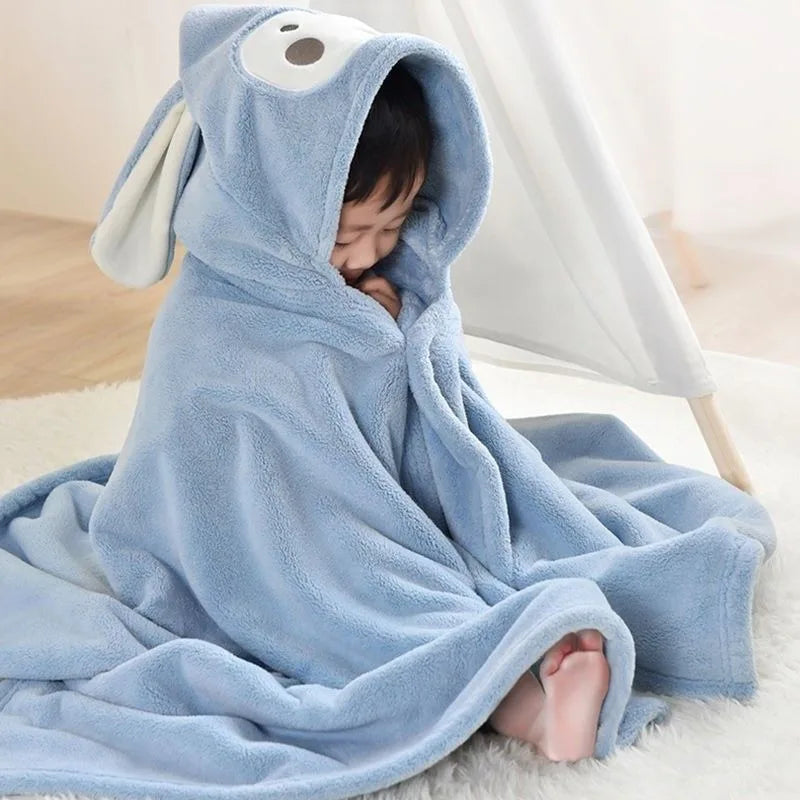 Kids Hooded Bath Towel – Soft Coral Fleece Cartoon Cape Kids Hooded Towel SPOT