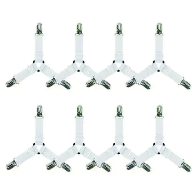 4-Pack Bed Sheet Corner Clips – Adjustable Elastic Mattress Straps Bed Sheet Clips SPOT White 8Pcs