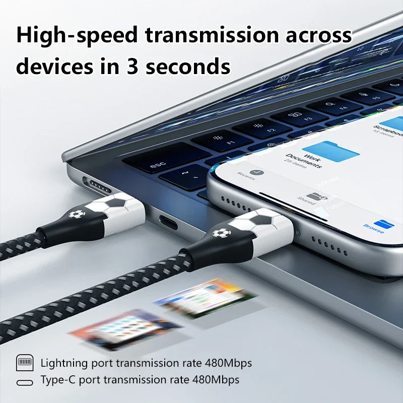 Football Style Braided Fast Charging Cable – iPhone & Android Charging Cable SPOT
