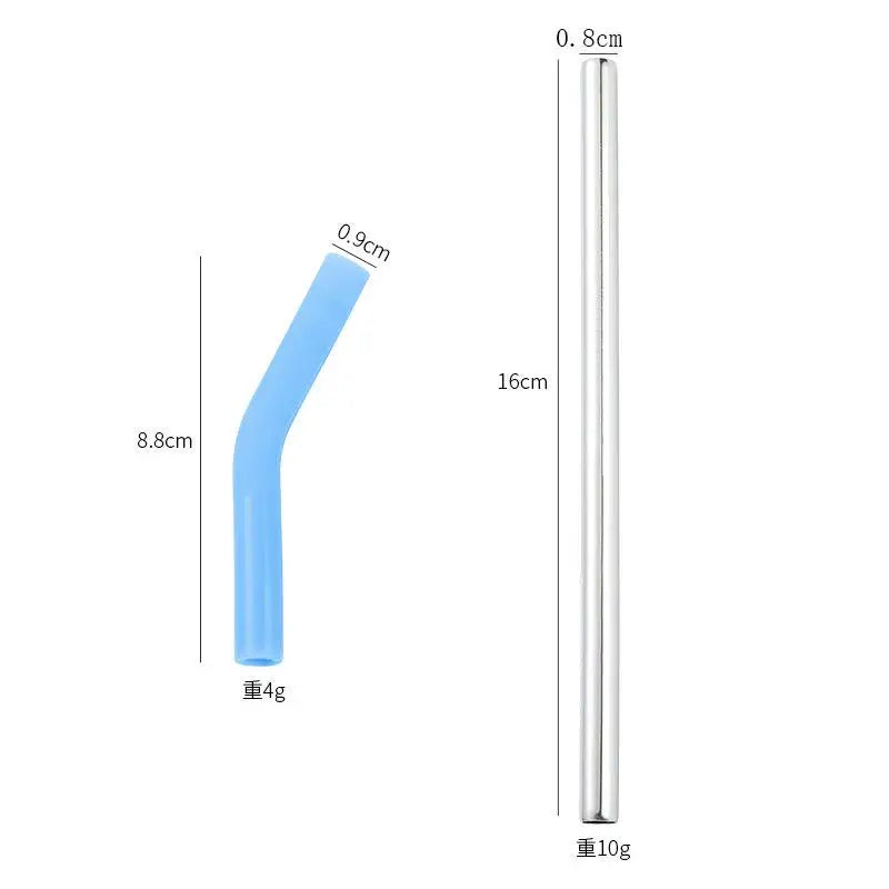 Reusable Stainless Steel Straw – Silicone Tips & Cleaning Brush Reusable Metal Straw SPOT A9