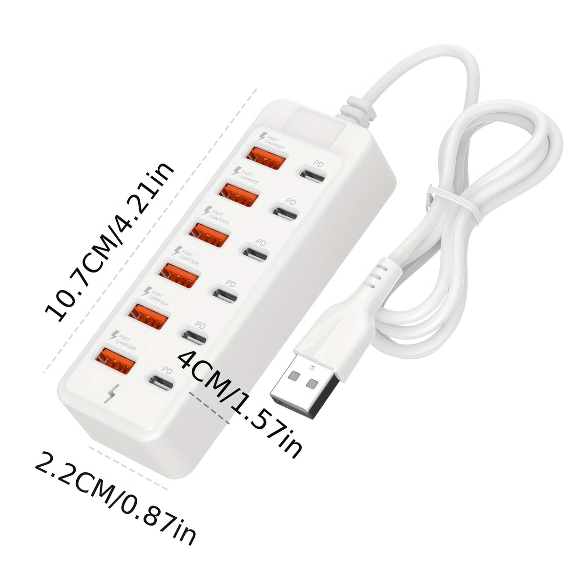 6-Port Fast-Charging USB Hub with Power Indicator | USB-C & USB-A USB Multi-Port Charger SPOT
