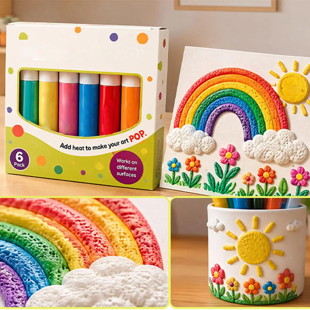 3D Puffy Popcorn Pens Set – DIY Bubble Drawing Kit for Kids Kids Art Pen Set SPOT