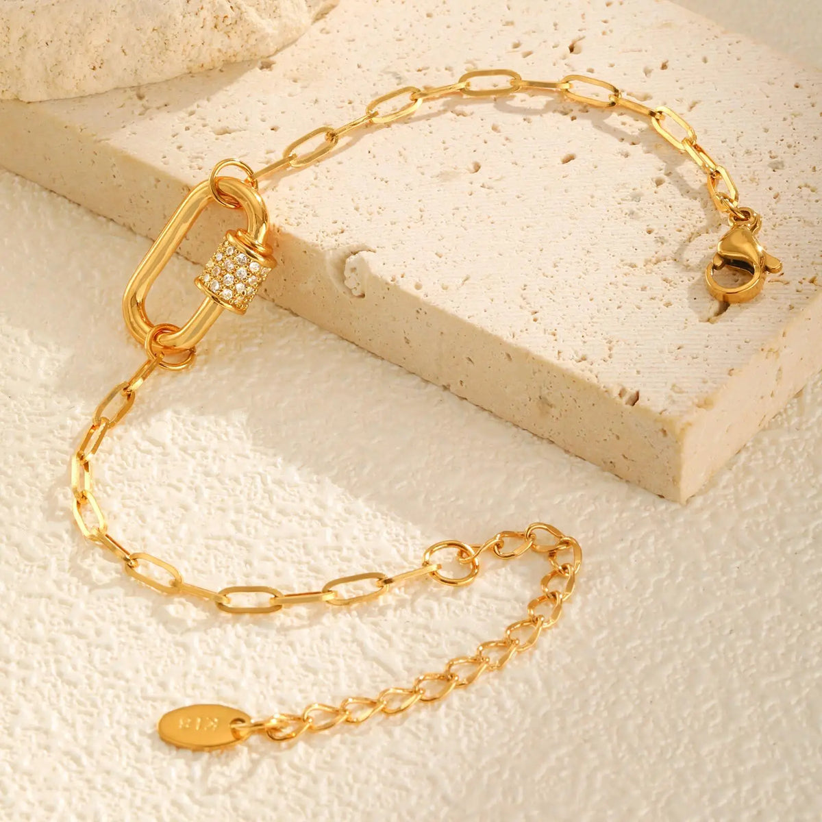 Zirconia Safety Pin Bracelet – Adjustable Paperclip Chain Chain Link Bracelet SPOT