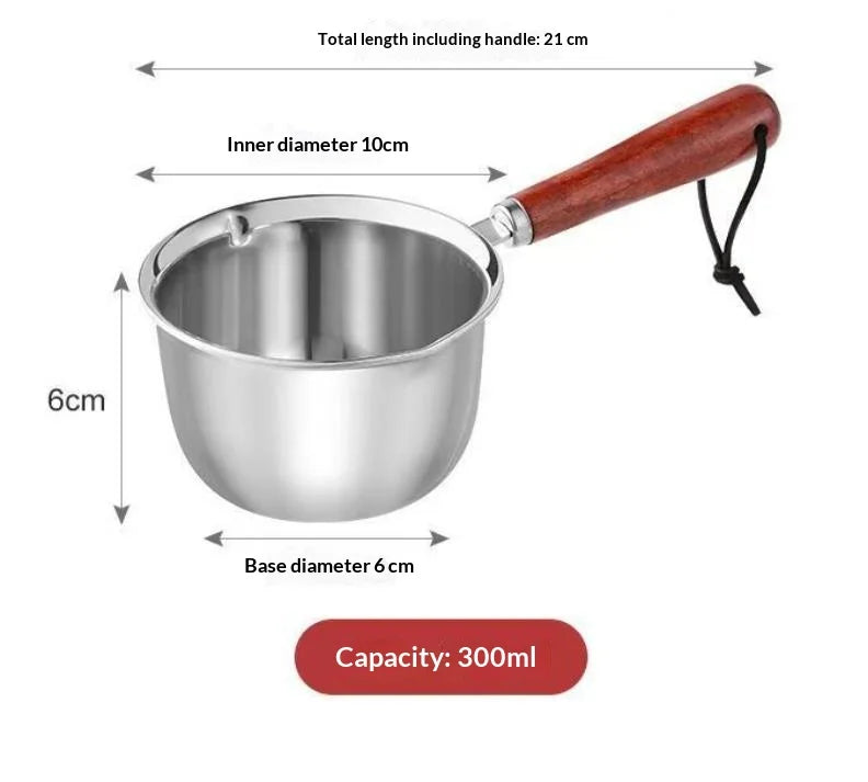 Stainless Steel Mini Oil Heating Pot – Wooden Handle Mini Oil Heating Pot SPOT 300ML