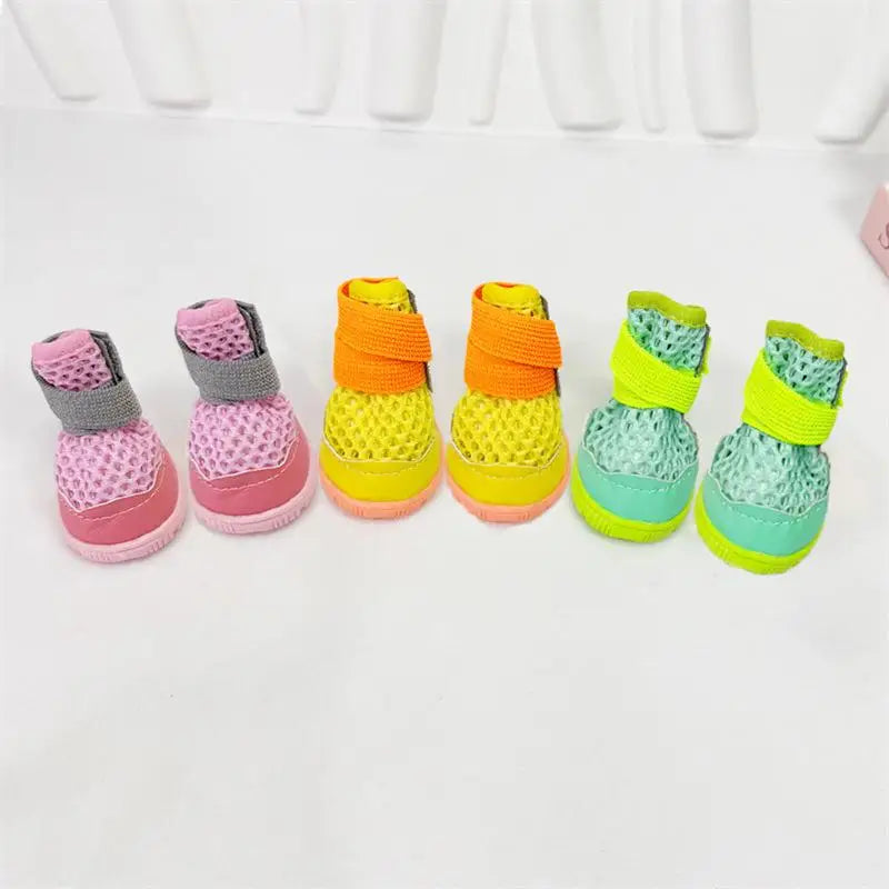 Breathable Mesh Dog Shoes 4-Pack – Non-Slip Small Dog Sandals Dog Shoes SPOT
