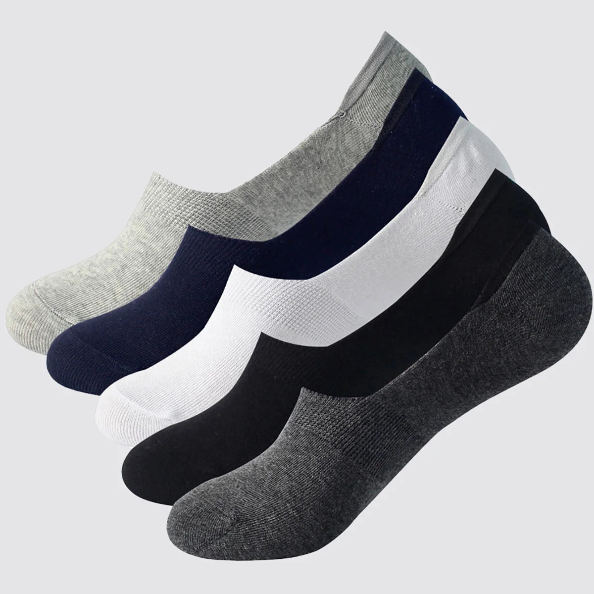 Men's No-Show Socks 5-Pack – Non-Slip Silicone Heel Low Cut No-Show Socks SPOT One Size 5 Pairs Mix color