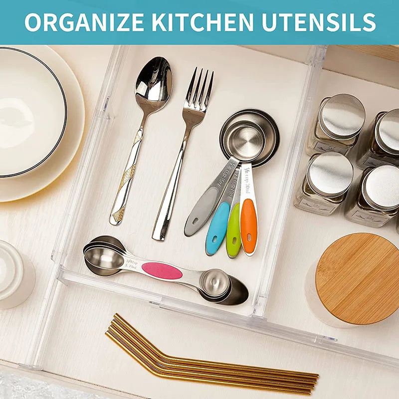 Adjustable Clear Plastic Drawer Dividers & Organizers 1/4/6pcs Drawer Organizer SPOT
