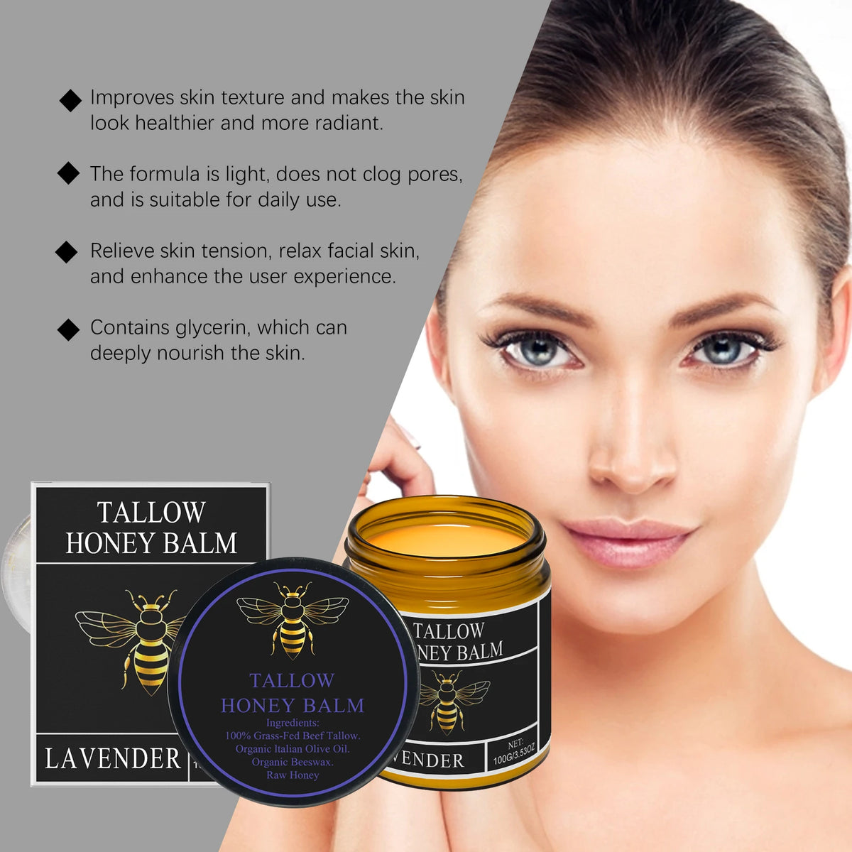 Beef Tallow Honey Cream – Moisturizing Balm 100g | Hoygi Moisturizing Face Cream SPOT