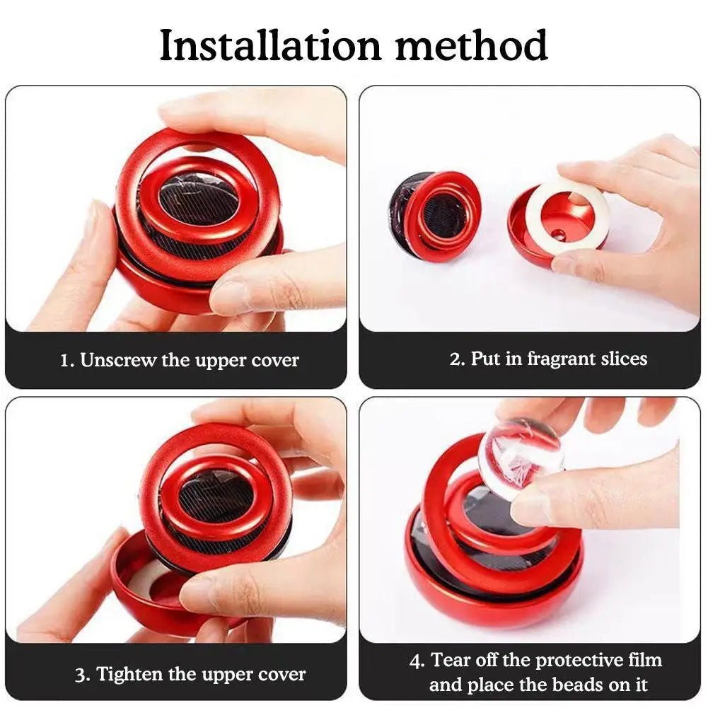 Solar Rotating Aromatherapy Star Ball Car Air Freshener Ornament Car Air Freshener SPOT