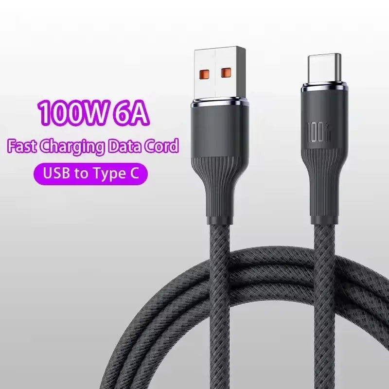 100W 6A Braided USB-C to USB-C Fast Charging Cable | 1m–2m USB-C Charging Cable SPOT