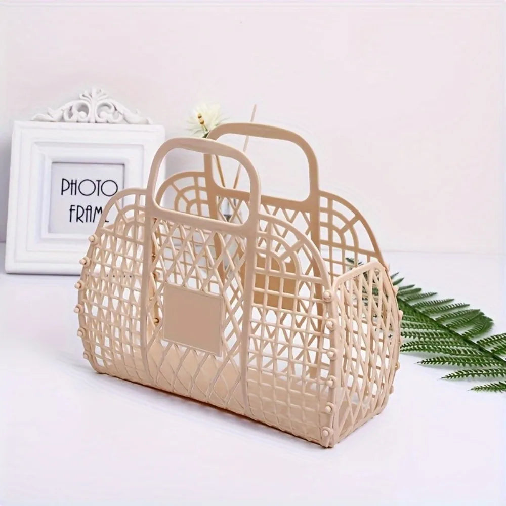 Collapsible PVC Storage Basket – Travel Cosmetic & Beach Bag Collapsible Storage Basket SPOT YELLOW