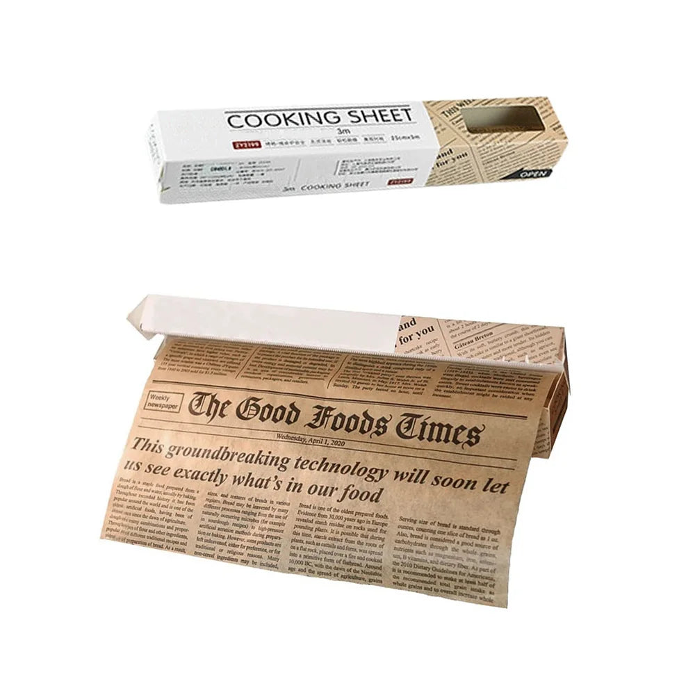 Non-Stick Baking Parchment Paper Roll 5m – Newspaper Print Baking Parchment Paper SPOT