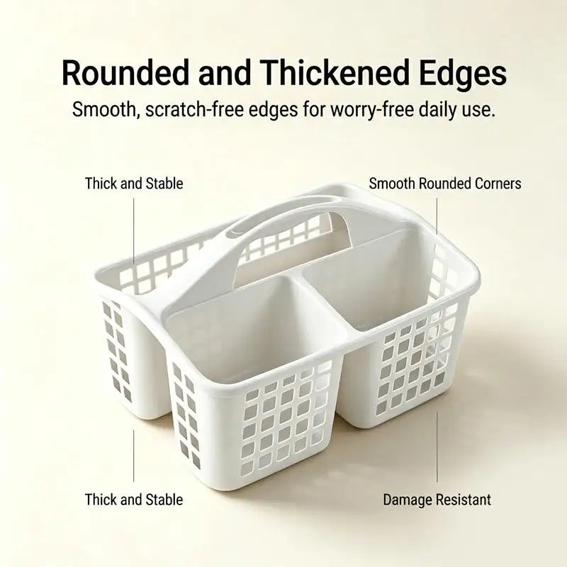 3-Compartment Plastic Storage Basket – Portable Bath Organizer Storage Basket SPOT