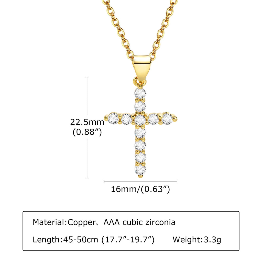 CZ Cross Pendant Necklace for Women – Gold Adjustable Chain Cross Pendant Necklace SPOT