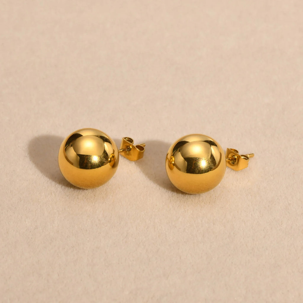 12mm Gold Ball Stud Earrings – Stainless Steel Women's Gift Stud Earrings SPOT