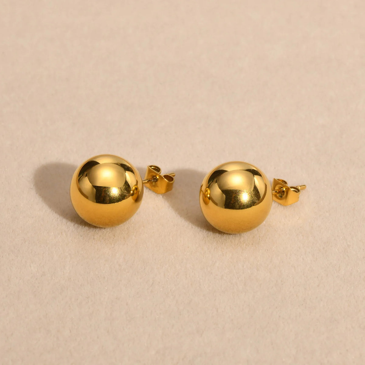 12mm Gold Ball Stud Earrings – Stainless Steel Women's Gift Stud Earrings SPOT