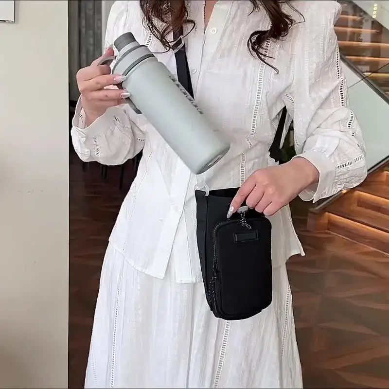 Water Bottle Sling Bag with Phone Pocket – Nylon Carrier Bottle Sling Carrier SPOT