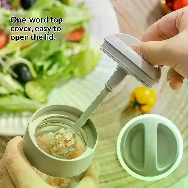 Airtight Glass Spice Jar with Built-In Spoon – Moisture-Proof Glass Spice Jar SPOT