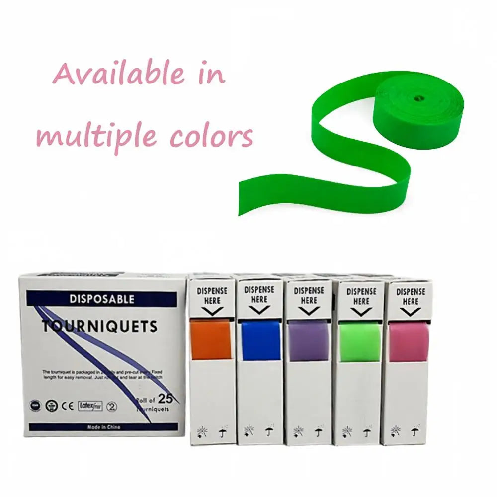 25-Pack Disposable TPE Tourniquet Straps – Emergency First Aid Band Disposable Tourniquet SPOT