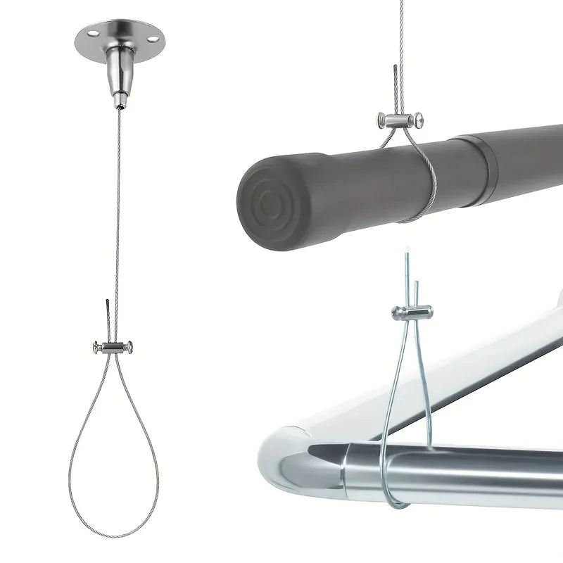 Adjustable Curtain Rod Support Rope & Ceiling Bracket Curtain Rod Bracket SPOT