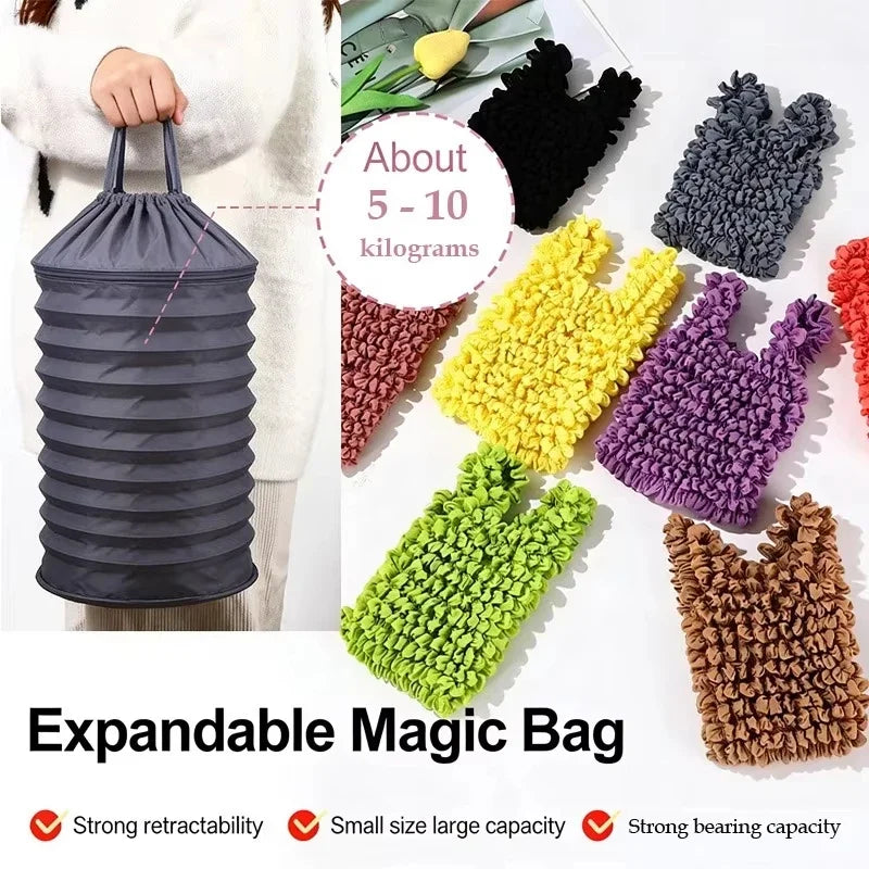 Pleated Bubble Expandable Tote – Foldable Stretch Shopping Bag Expandable Tote Bag SPOT
