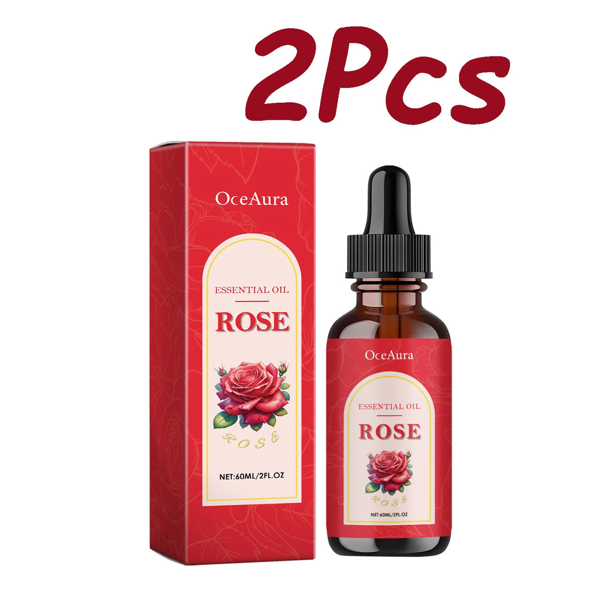 OceAura Rose Essential Oil – Nourishing Face & Body Massage Oil Body & Face Oil SPOT 2Pcs 60ml Boxed