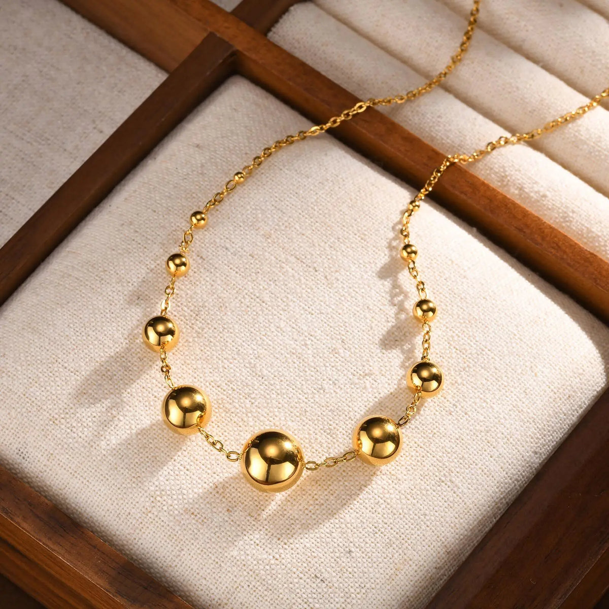 Meaeguet Bead Ball Choker Necklace – 316L Stainless Steel Gold Choker Necklace SPOT